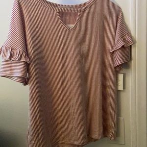 Cosmetic rose/ white combo blouse